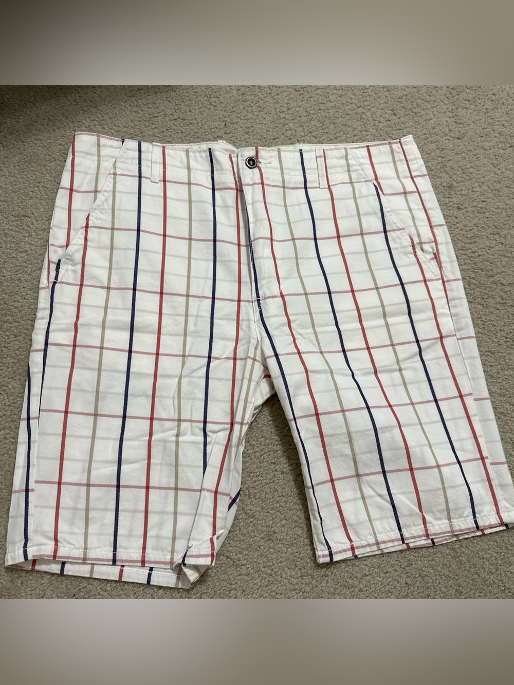 Levi's White Plaid Shorts with Red and Navy Windowpane